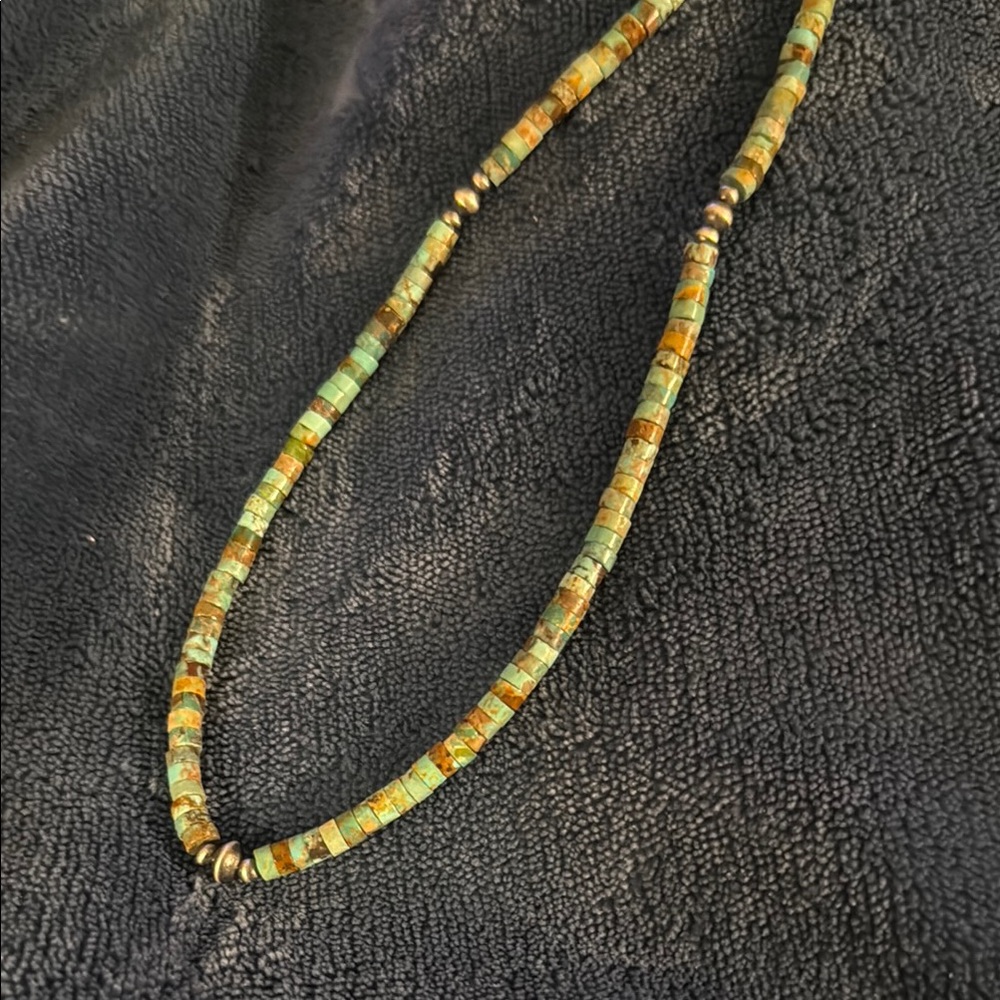 Beautiful Turquoise with Navajo Silver Beads 18” necklace. Sought after style!